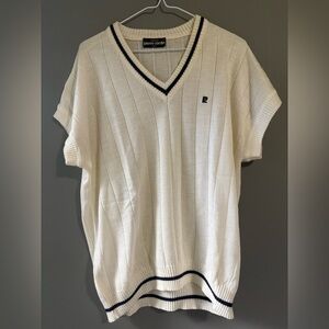 Vintage 90s Pierre Cardin Luxury Cream Short Sleeve  Wool Vest Sweater